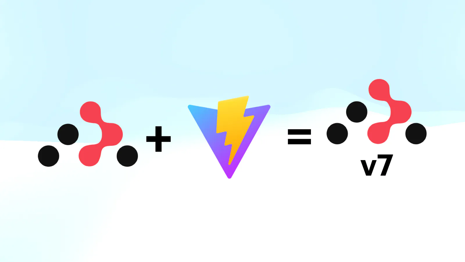 React Router logo plus Vite logo equals React Router logo with a v7 under it
