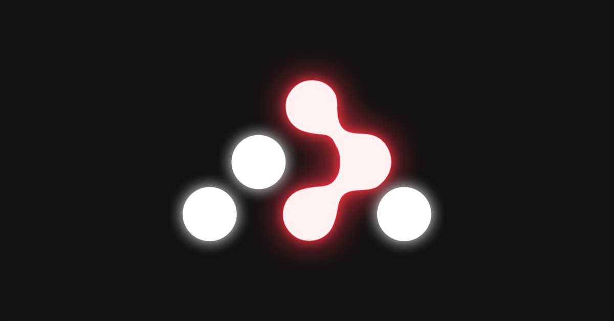 Glowing React Router logo, 6 dots in an upward pyramid with a path of three from top to bottom connected.