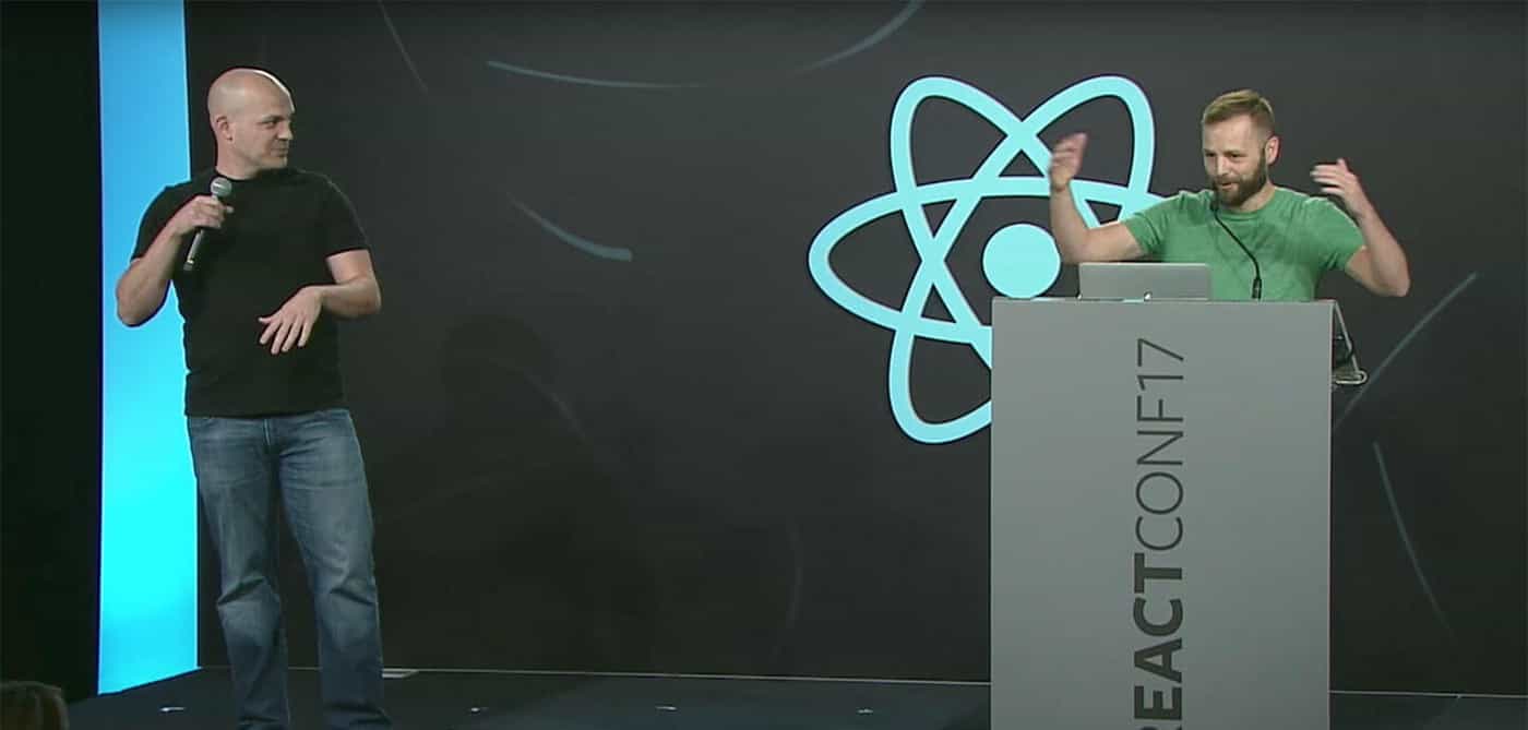 Michael and Ryan presenting at React Conf 2017