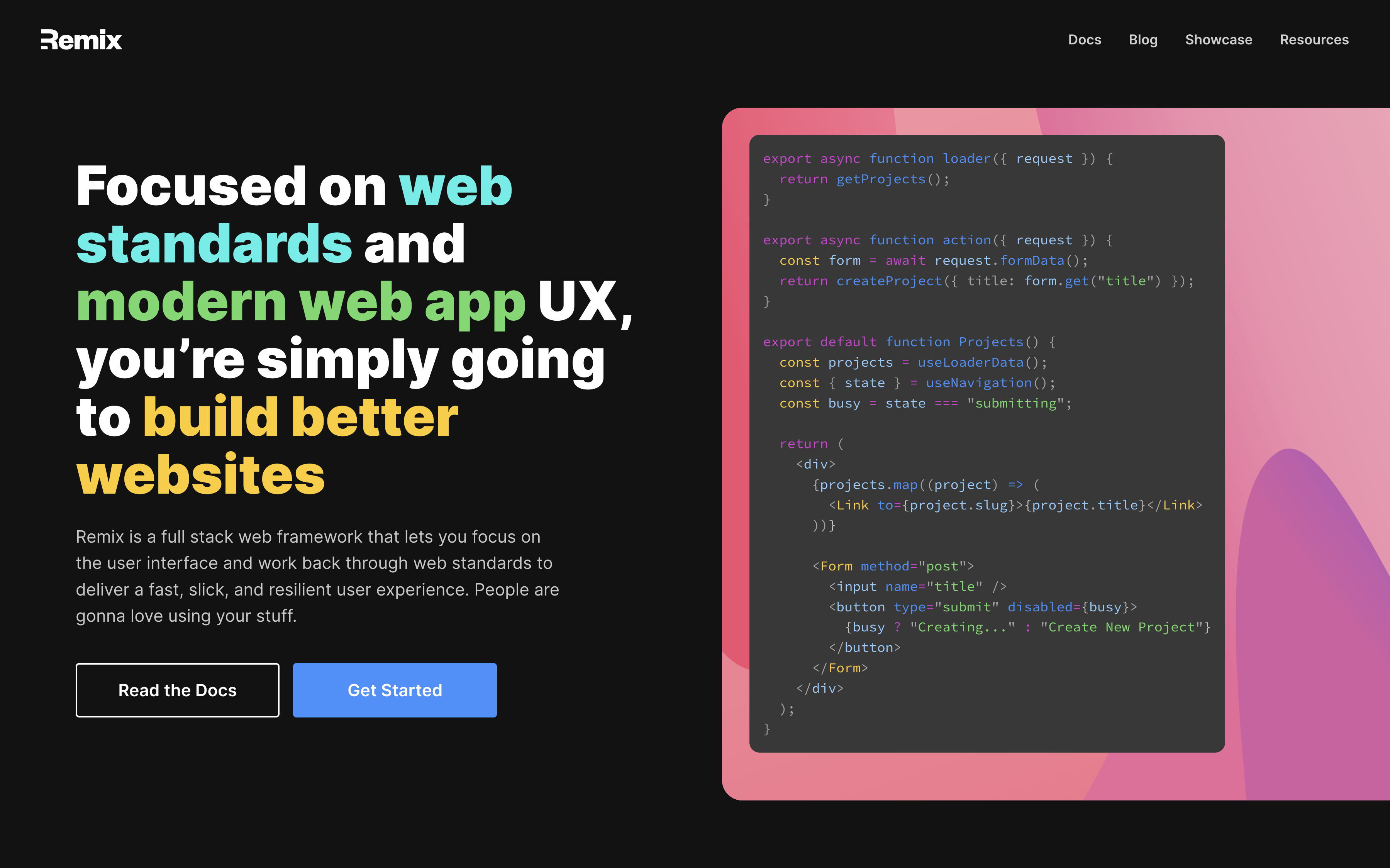 Remix website home page