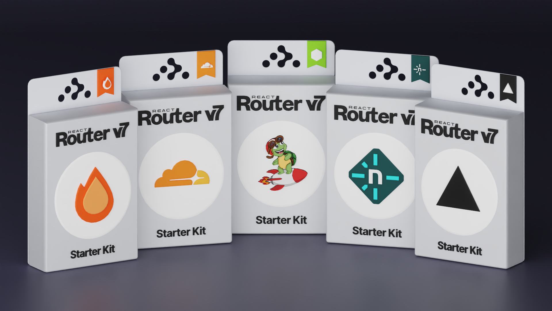 React Router v7 Starter Kits as playing cards