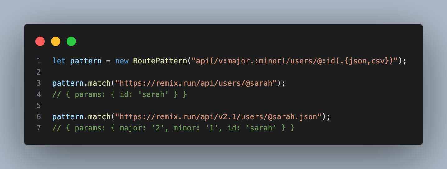 RoutePattern API example