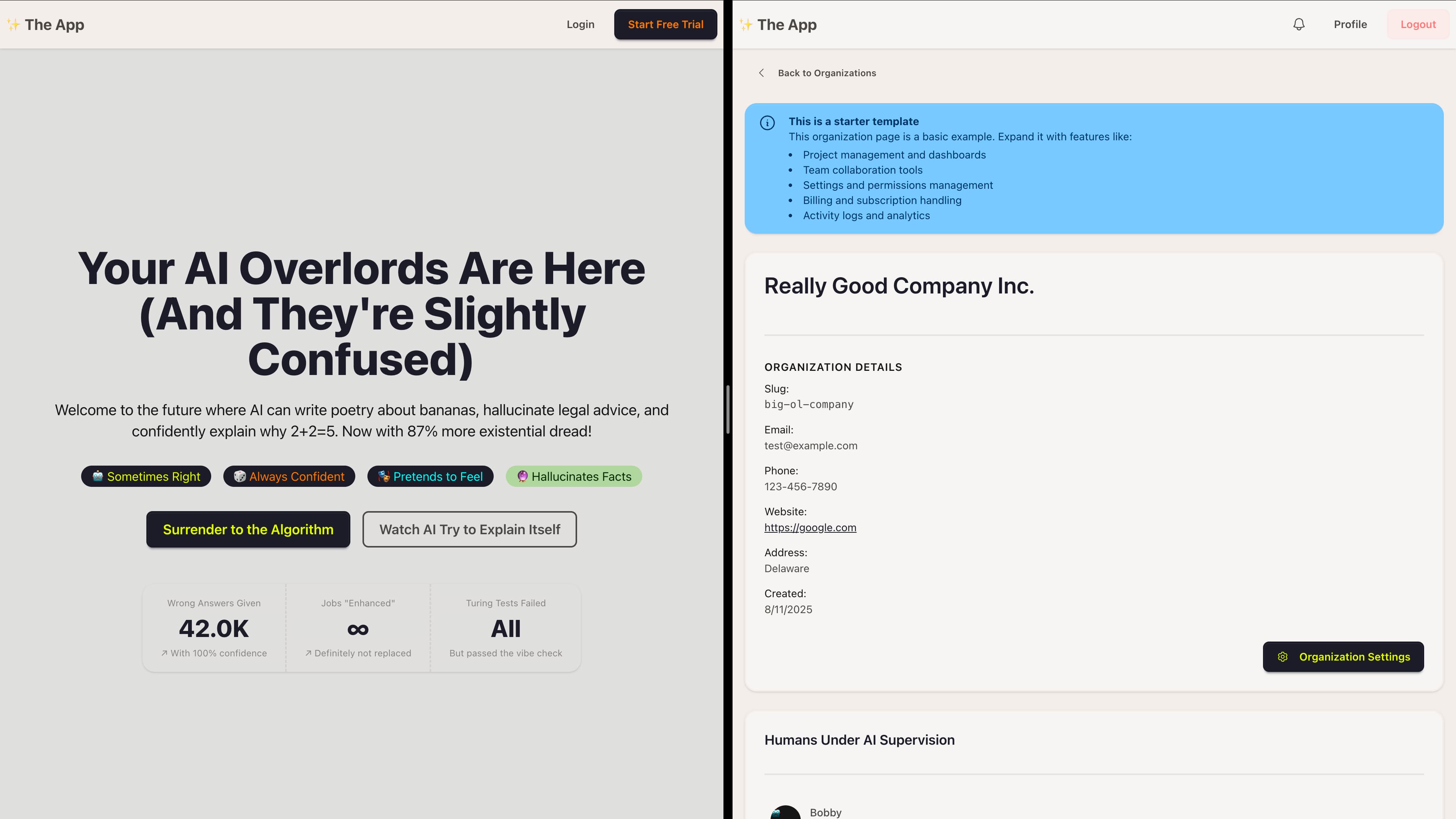 Screenshots of the React Router Dashboard SaaS Template