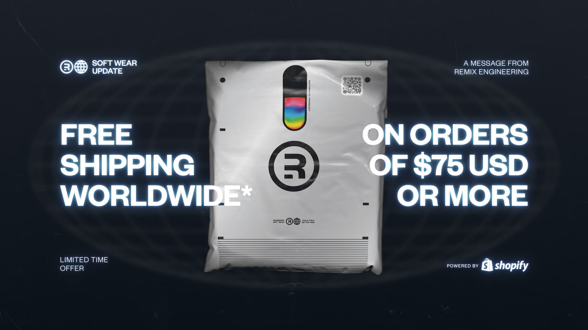 Free shipping worldwide on orders of $75 USD or more