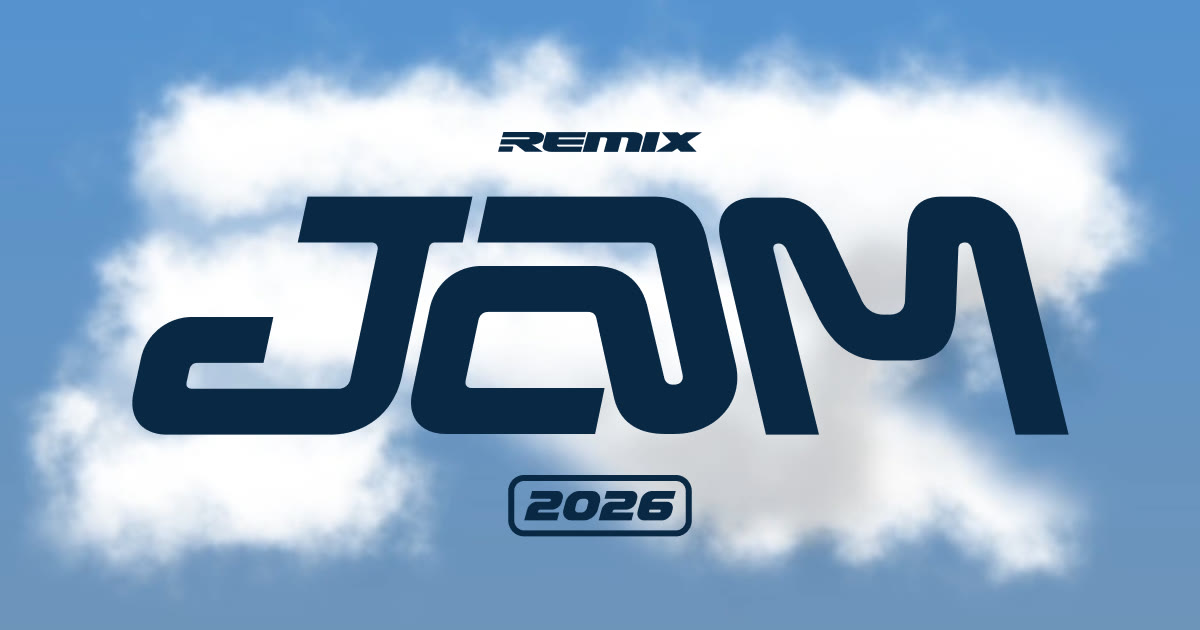 Remix Jam 2026 logo overlaid on top of clouds